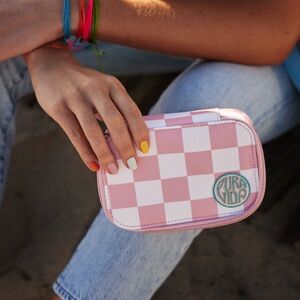 PuraVida Pink Checkered Jewelry Case